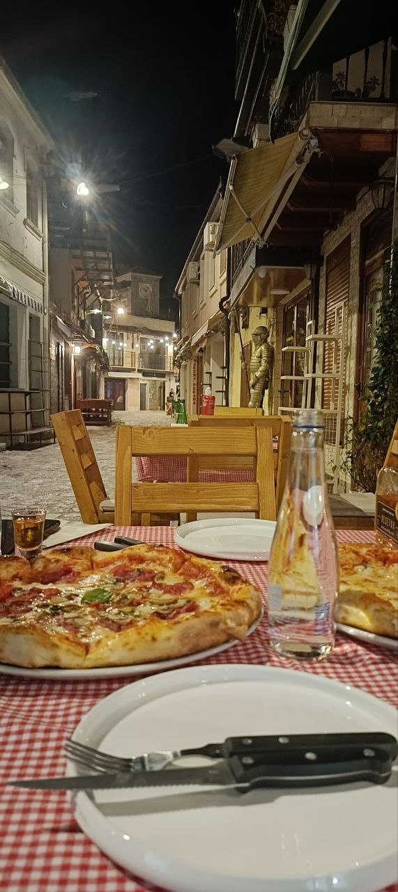 Fresh artisan pizza detail